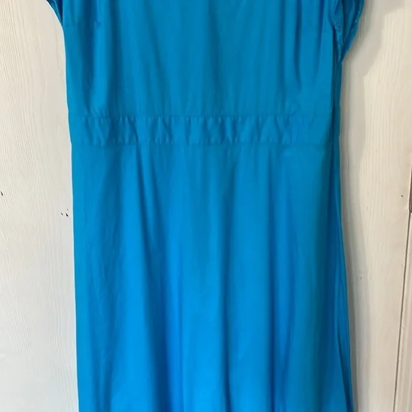 Ann Taylor Factory Blue Eyelit Tiered Embroidered Petal Sleeves Maxi Dress Sz 8 - Picture 11 of 13